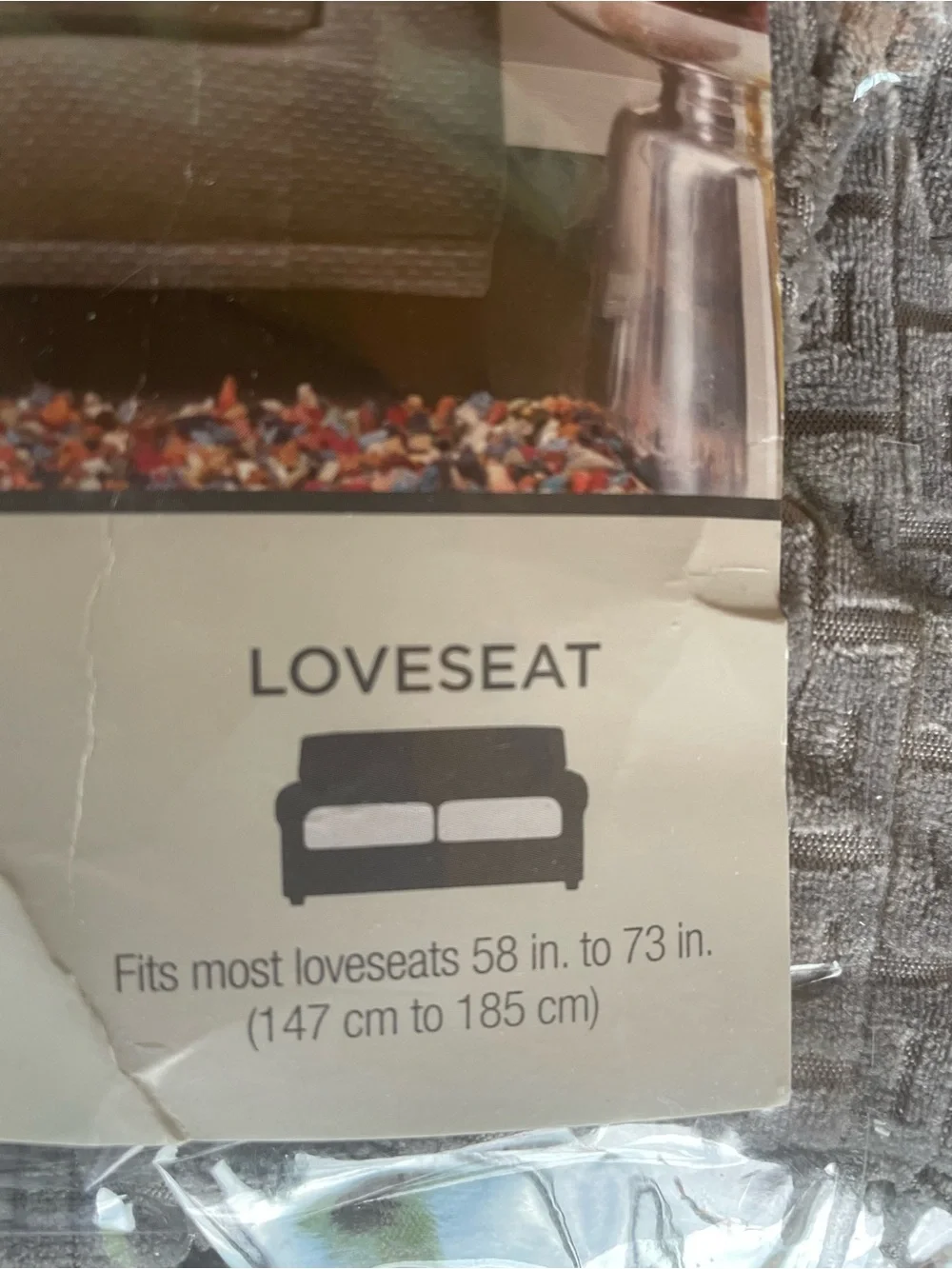 SureFit Gray Stretch Modern Block 3 Piece Loveseat Slipcover Like New